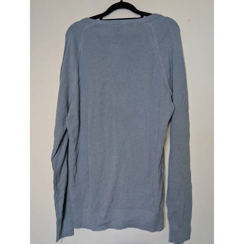 J.Crew Men's Cotton Crewneck Sweater-Tee Light Blue Textured Luxe Minimalist - Picture 3 of 5